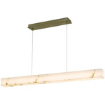 LumenAria Medley Linear Pendant - Brushed Brass / Faux Alabaster