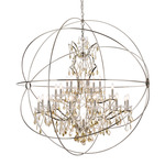 Geneva Large Chandelier - Polished Nickel / Golden Teak