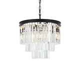Sydney Tiered Chandelier - Matte Black / Clear