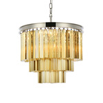Sydney Tiered Chandelier - Polished Nickel / Golden Teak