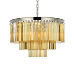 Sydney Tiered Chandelier - Polished Nickel / Golden Teak