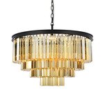 Sydney Tiered Chandelier - Matte Black / Golden Teak