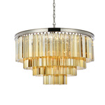 Sydney Tiered Chandelier - Polished Nickel / Golden Teak
