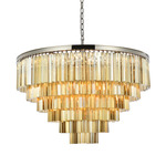 Sydney Tiered Chandelier - Polished Nickel / Golden Teak