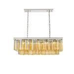 Sydney Linear Chandelier - Polished Nickel / Golden Teak