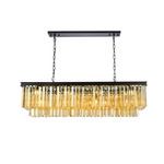 Sydney Linear Chandelier - Matte Black / Golden Teak