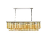 Sydney Linear Chandelier - Polished Nickel / Golden Teak