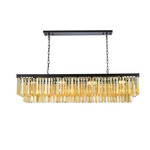 Sydney Linear Chandelier - Matte Black / Golden Teak