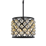 Madison Faceted Crystal Chandelier - Matte Black / Golden Teak