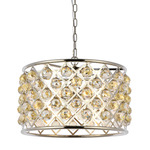 Madison Faceted Crystal Chandelier - Polished Nickel / Golden Teak