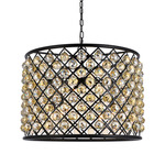 Madison Faceted Crystal Chandelier - Matte Black / Golden Teak