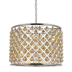 Madison Faceted Crystal Chandelier - Polished Nickel / Golden Teak