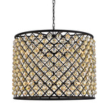 Madison Faceted Crystal Chandelier - Matte Black / Golden Teak