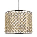 Madison Faceted Crystal Chandelier - Polished Nickel / Golden Teak
