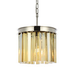 Sydney Chandelier - Polished Nickel / Golden Teak