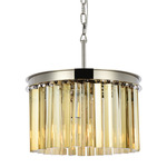 Sydney Chandelier - Polished Nickel / Golden Teak