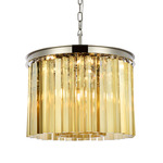Sydney Chandelier - Polished Nickel / Golden Teak