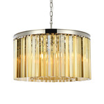 Sydney Chandelier - Polished Nickel / Golden Teak