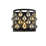 Madison Faceted Crystal Wall Sconce - Matte Black / Golden Teak