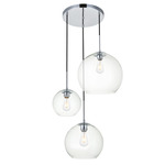 Baxter Round Stagger 3-Light Pendant - Chrome / Clear