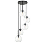 Baxter Round 5-Light Pendant - Black / Clear