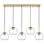 Baxter Linear Multi Light Pendant - Brass / Clear