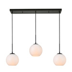 Baxter 3-Light Linear Multi Light Pendant - Black / Frosted White