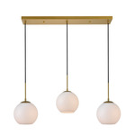 Baxter 3-Light Linear Multi Light Pendant - Brass / Frosted White