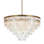 Sydney Gold Tiered Chandelier - Satin Gold / Clear