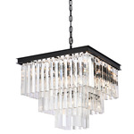 Sydney Square Tiered Chandelier - Matte Black / Clear