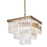 Sydney Square Tiered Chandelier - Satin Gold / Clear