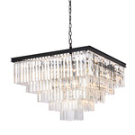 Sydney Square Tiered Chandelier - Matte Black / Clear