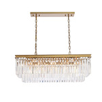 Sydney Gold Linear Chandelier - Satin Gold / Clear