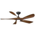 Swirl 5 Smart Ceiling Fan with Color-Select Light - Matte Black / Distressed Koa / Frosted