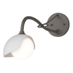 Brooklyn Long Arm Single Shade Wall Sconce - Dark Smoke / White