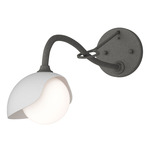 Brooklyn Long Arm Single Shade Wall Sconce - Natural Iron / White