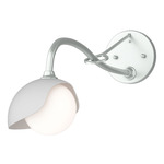 Brooklyn Long Arm Single Shade Wall Sconce - Vintage Platinum / White