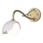 Brooklyn Long Arm Single Shade Wall Sconce - Soft Gold / White