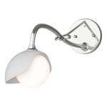 Brooklyn Long Arm Single Shade Wall Sconce - Sterling / White