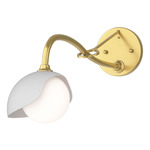Brooklyn Long Arm Single Shade Wall Sconce - Modern Brass / White