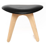 Slab Ottoman - Natural / Black Leather