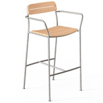 Solas Bar Stool - Stainless Steel / Teak Wood
