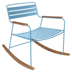 Surprising Teak Rocking Chair - Maya Blue / Natural Wood