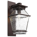 Landmark Outdoor Arm Wall Sconce - Statuary Bronze / Clear Hammered