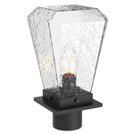 Beacon Outdoor Post Light - Textured Black / Clear Hammered