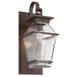 Landmark Outdoor Shepherds Hook Wall Sconce - Statuary Bronze / Clear Hammered