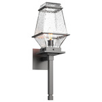 Landmark Outdoor Torch Wall Sconce - Argento Grey / Clear Hammered