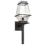 Landmark Outdoor Torch Wall Sconce - Textured Black / Clear Hammered