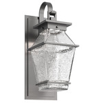 Landmark Outdoor Shepherds Hook Wall Sconce - Argento Grey / Clear Hammered
