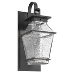 Landmark Outdoor Shepherds Hook Wall Sconce - Textured Black / Clear Hammered